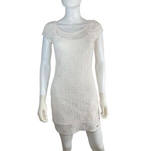 Abercrombie & Fitch Women’s Medium Cream Lace Lined Mini Dress Short Sleeve